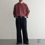 BORDER LONG SLEEVE TOP #N.REDxSAX [PMAT-CL02]
