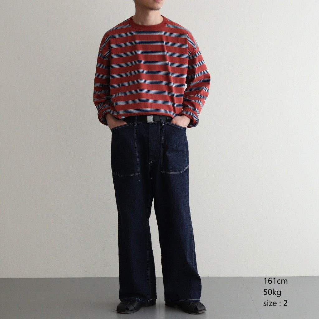 BORDER LONG SLEEVE TOP #N.REDxSAX [PMAT-CL02]