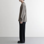 SOLID WOOL RIB CREW NECK #MELANGE BROWN [BN-25FM-042]