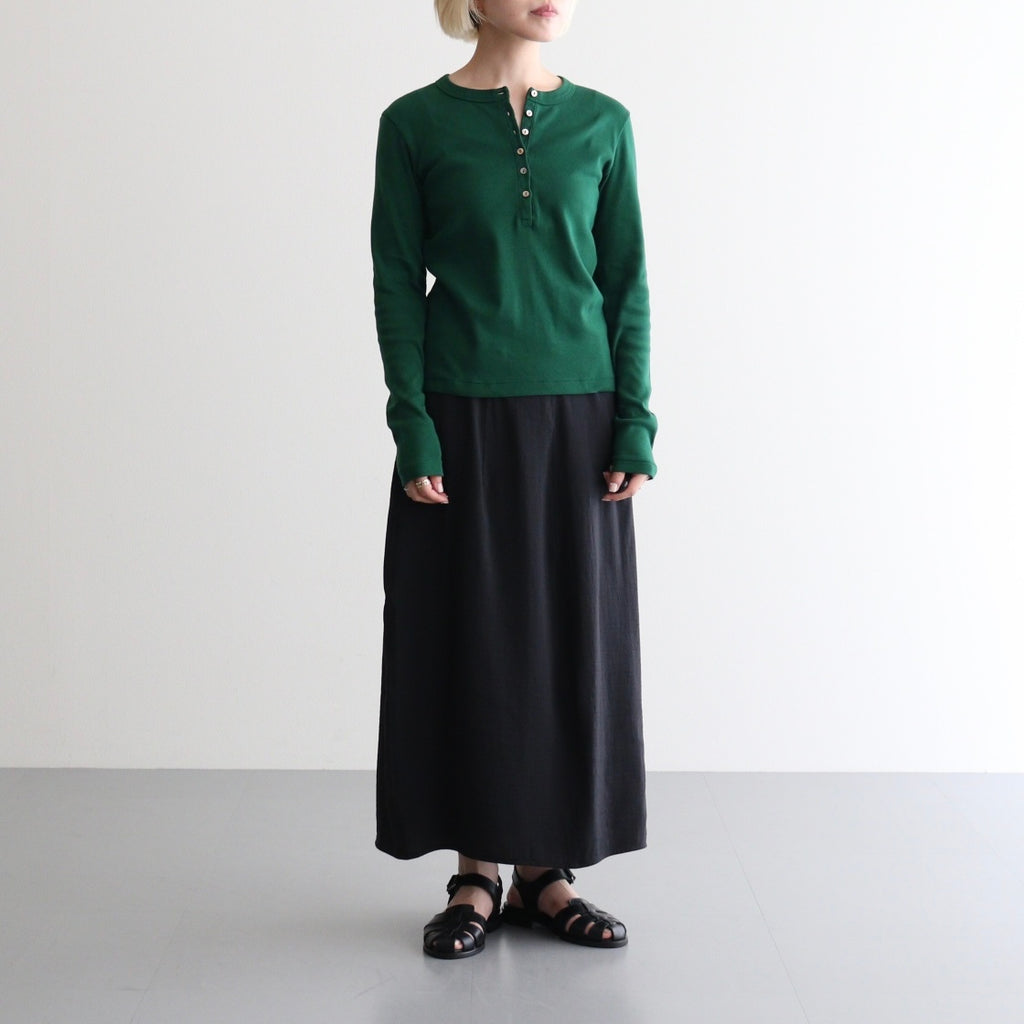 Classic Rib Henley-neck L/S #DarkGreen [bROOTS24F006WF26]