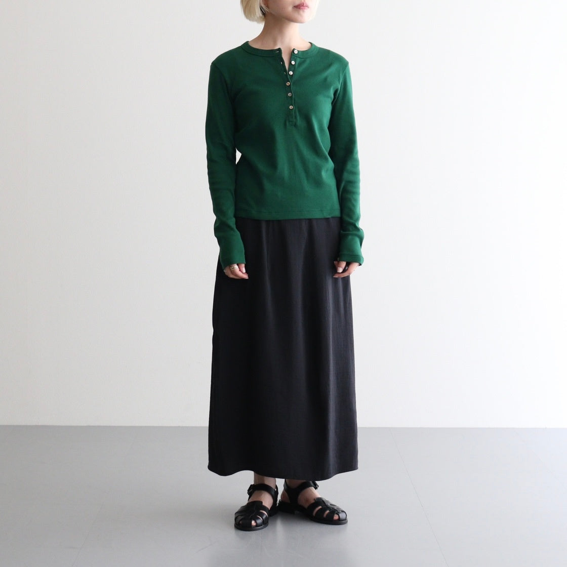 Classic Rib Henley-neck L/S #DarkGreen [bROOTS24F006WF26]