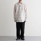 OPEN COLLAR L/S SHIRT #IVORY CHECK [M26A18SH01C]