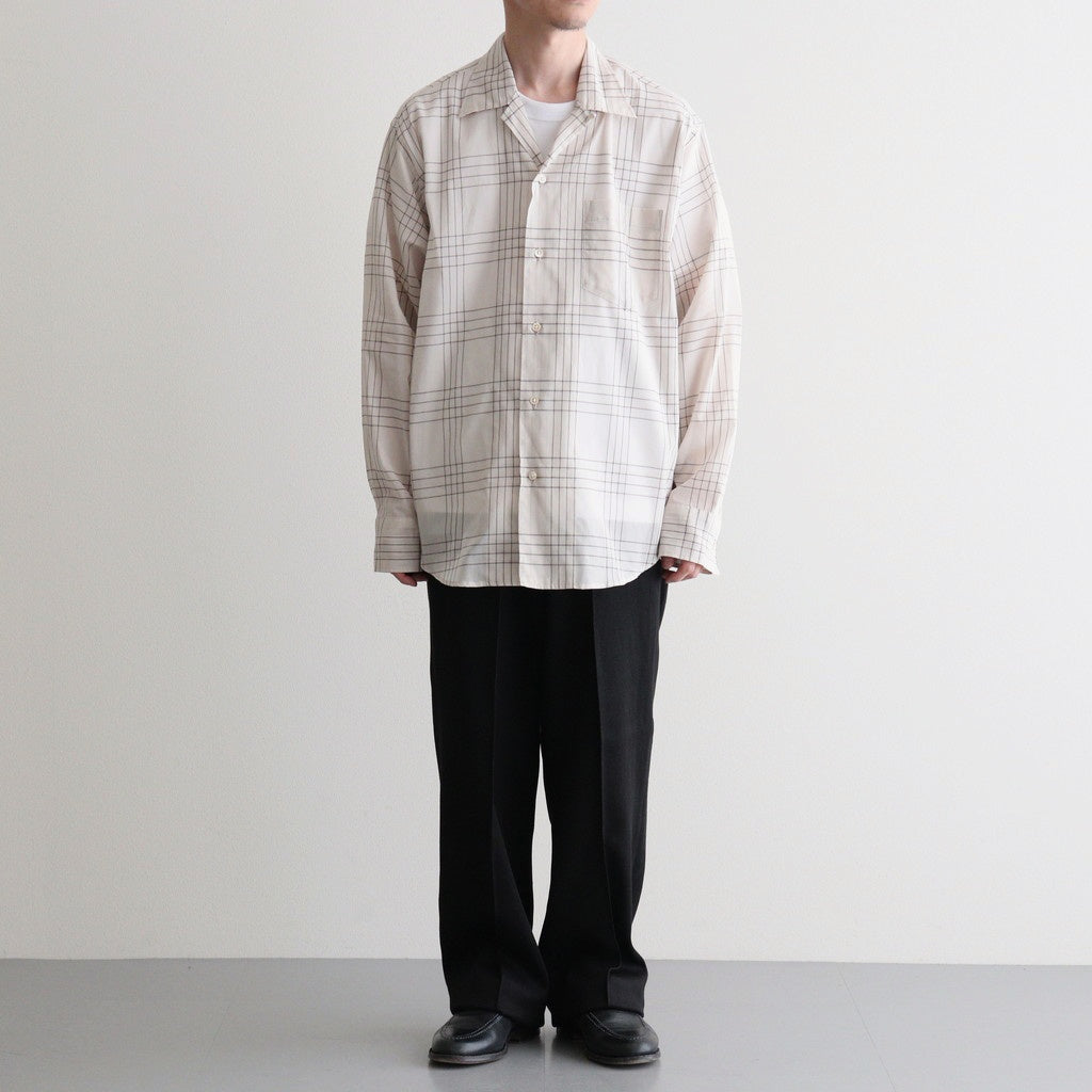 OPEN COLLAR L/S SHIRT #IVORY CHECK [M26A18SH01C]
