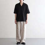 OPEN COLLAR S/S SHIRT #BLACK [M26A16SH01B]