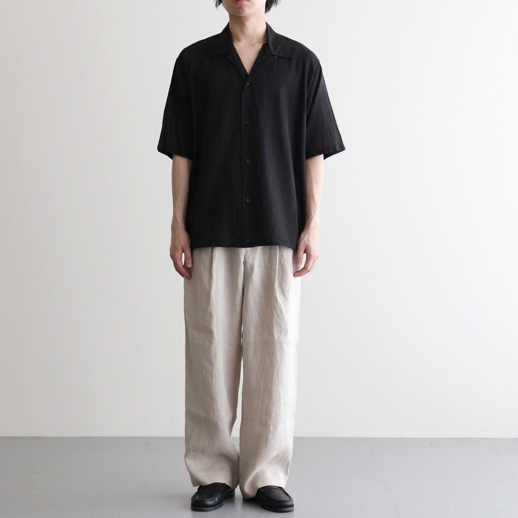 OPEN COLLAR S/S SHIRT #BLACK [M26A16SH01B]