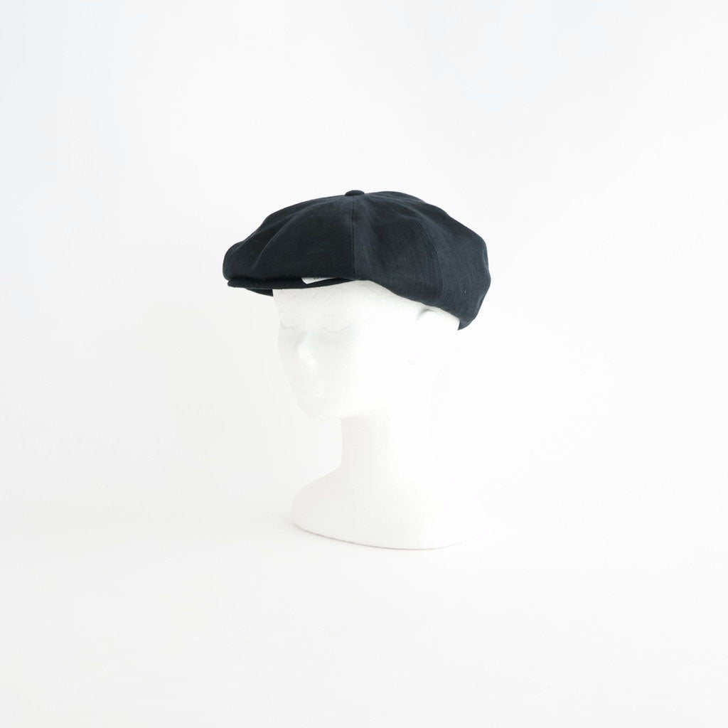 LINEN HERRINGBONE PEAKED CAP #BLACK [261OJ-HT02]