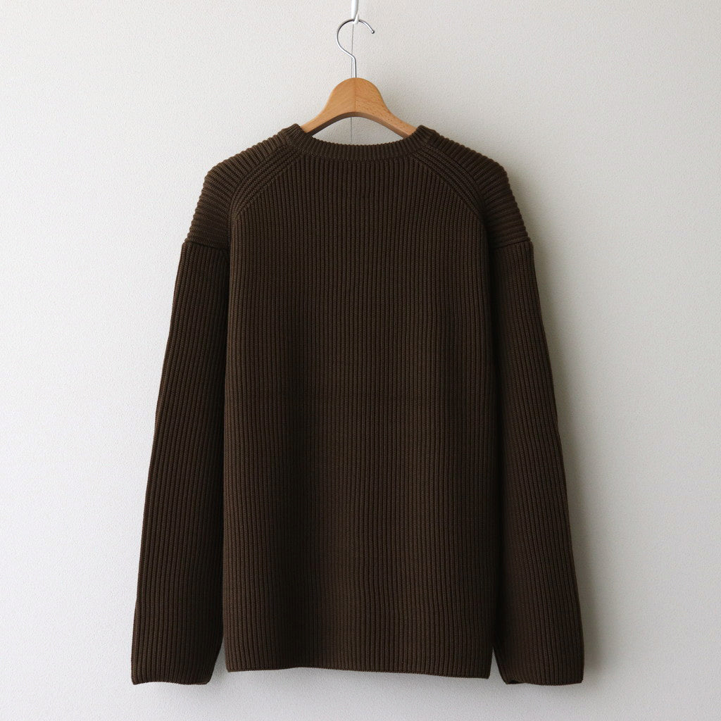 SOLID WOOL RIB CREW NECK #OLIVE [BN-24FM-042]