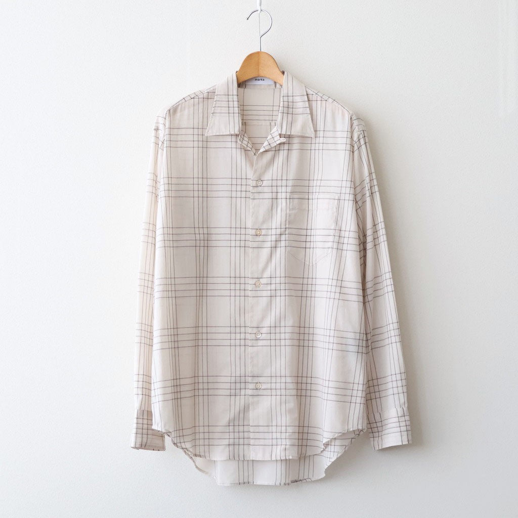 OPEN COLLAR L/S SHIRT #IVORY CHECK [M26A18SH01C]