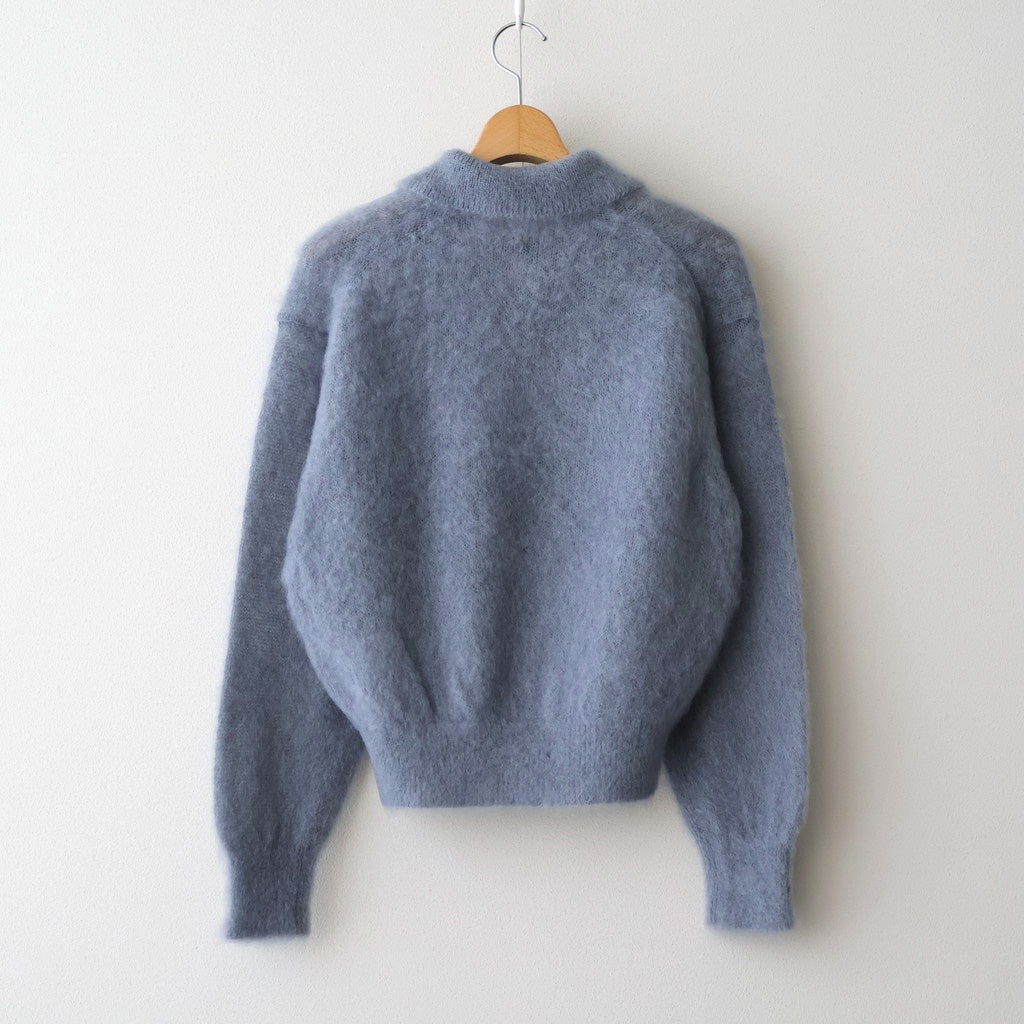 PURE MOHAIR SHAGGY POLO #SAX GRAY [BN-25FL-053]