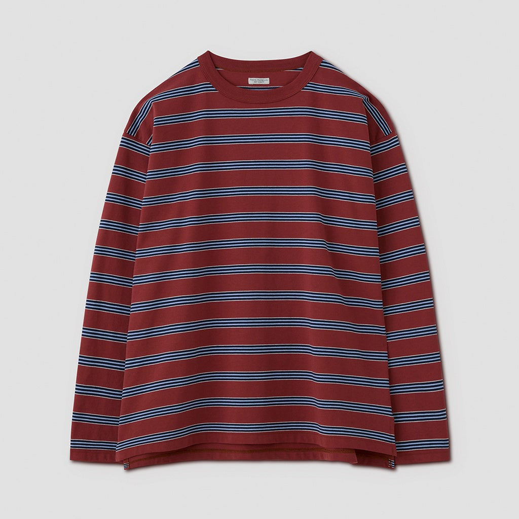 BORDER LONG SLEEVE TOP #N.REDxSAX [PMAT-CL02]