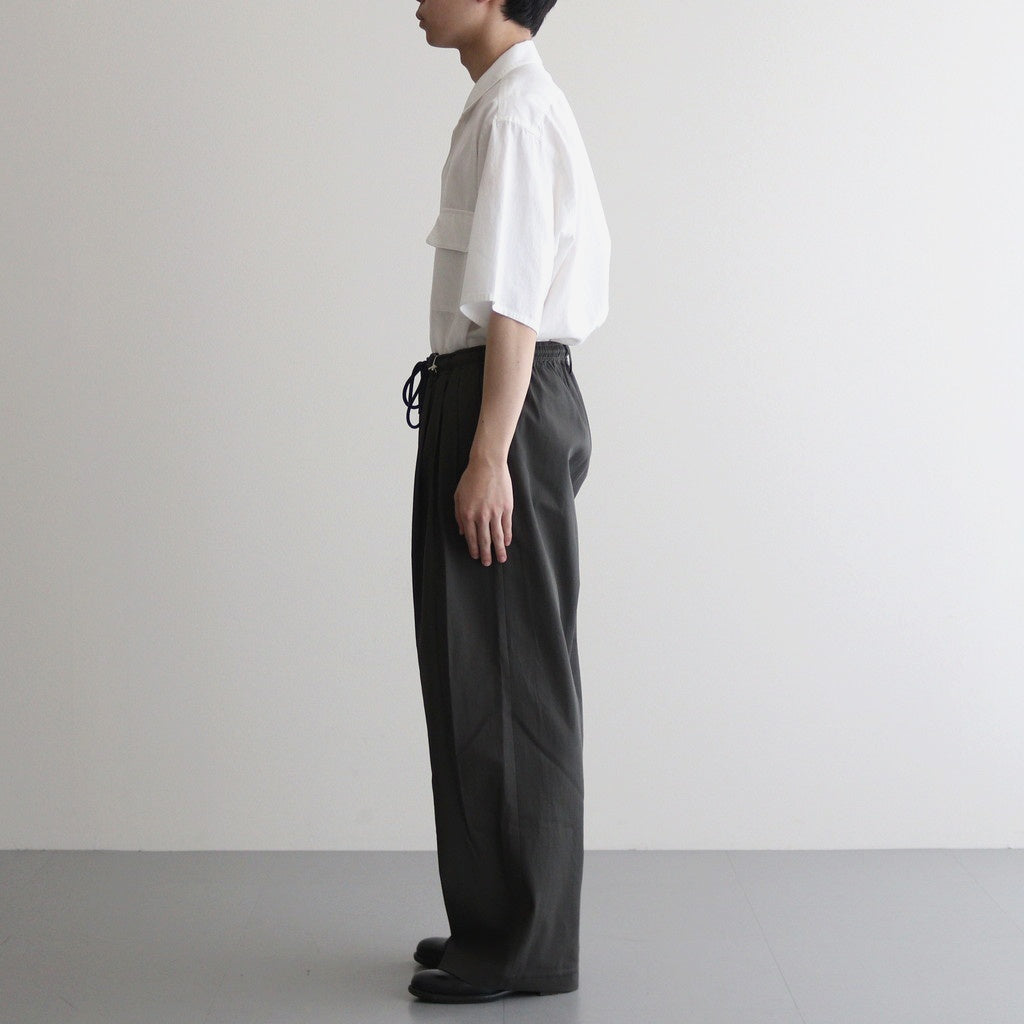 TRIPLE PLEATED EASY TROUSERS #DARK OLIVE [A25A05PT03C]