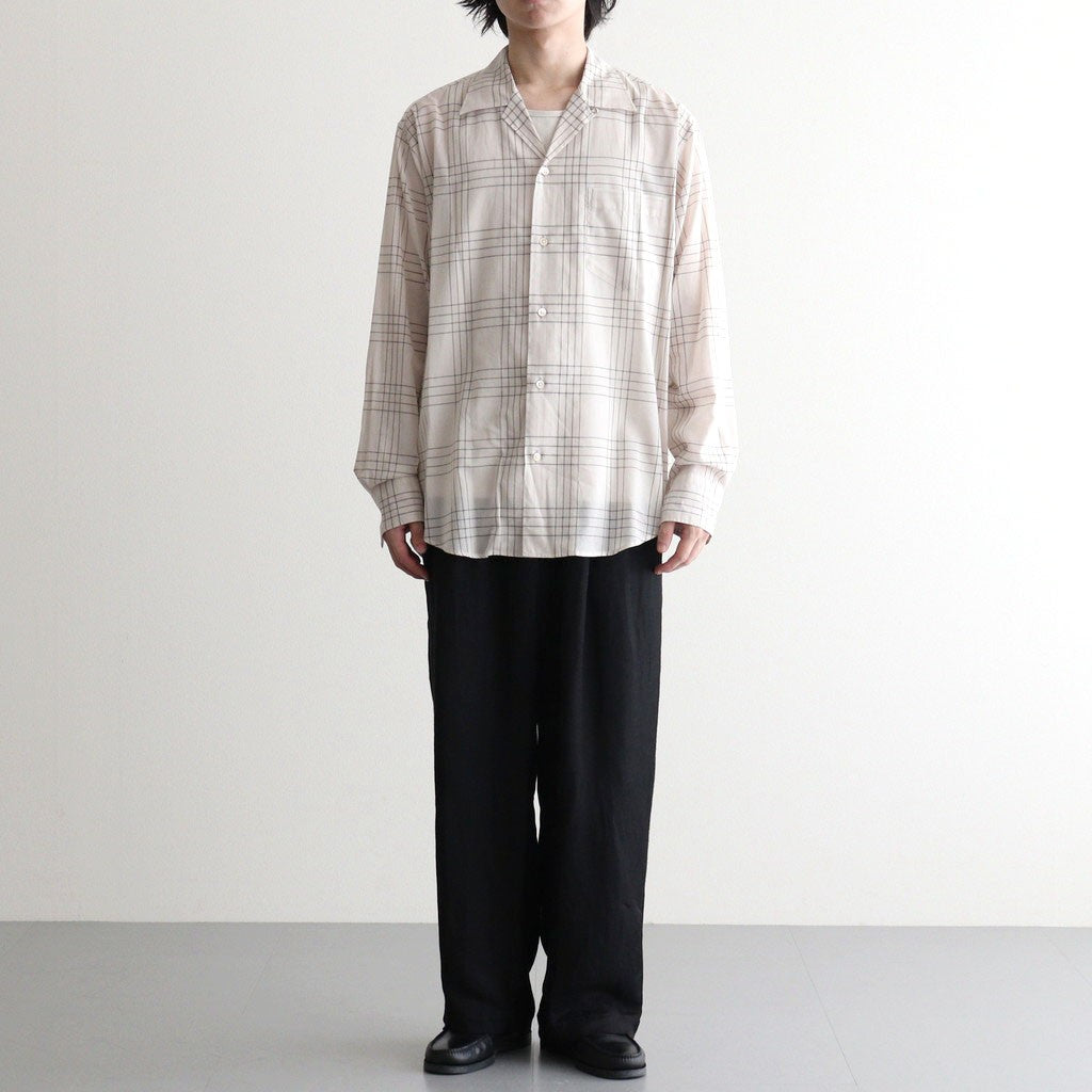 OPEN COLLAR L/S SHIRT #IVORY CHECK [M26A18SH01C]