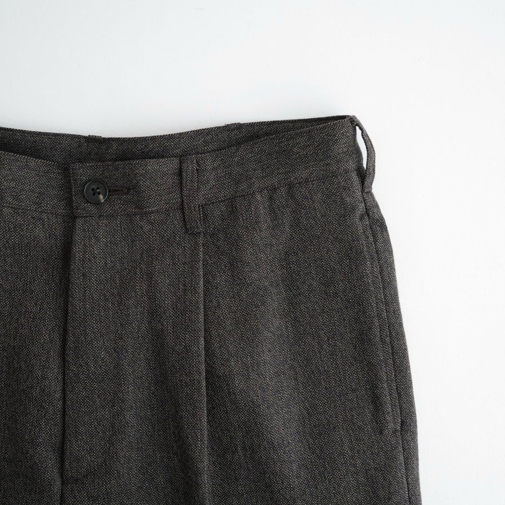 TWEED WOOL ONE TUCK TROUSERS #BROWN [BN-26FM-023]
