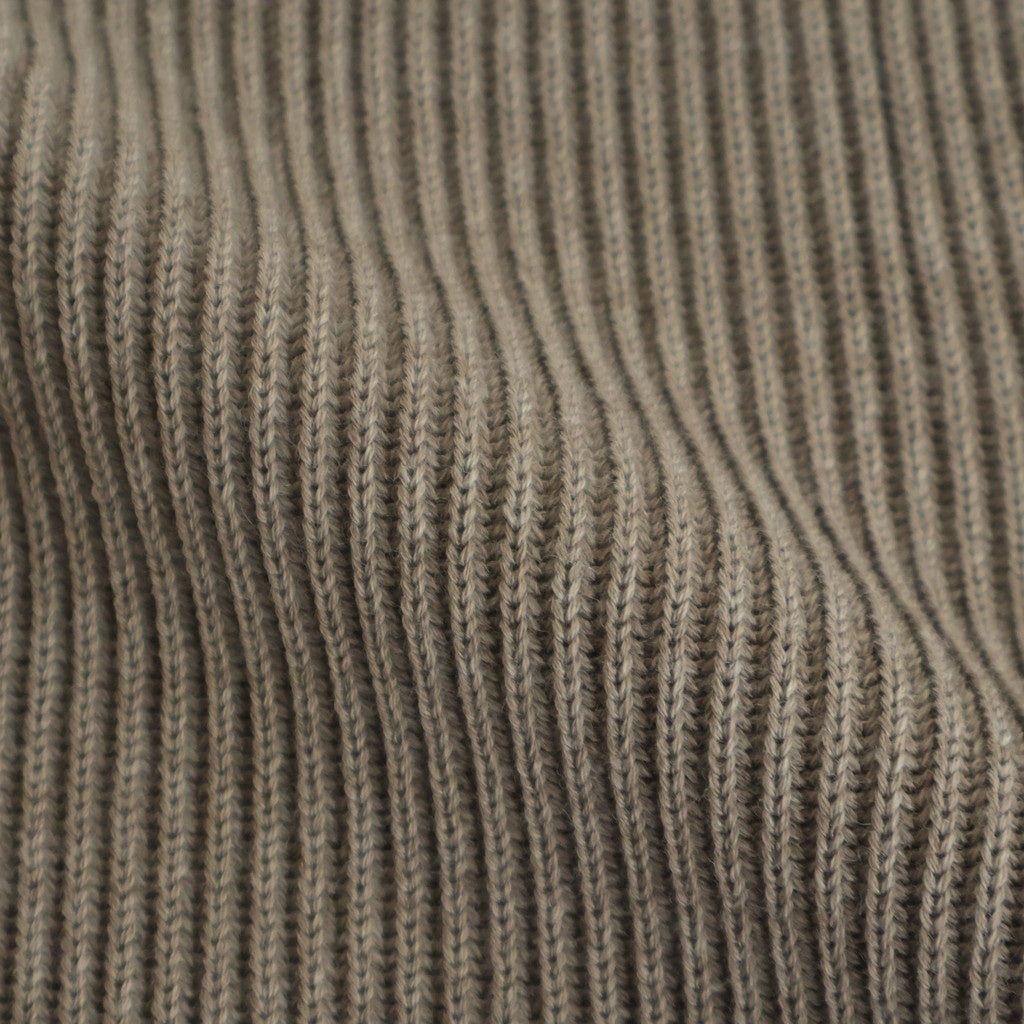 SOLID WOOL RIB CREW NECK #MELANGE BROWN [BN-25FM-042]