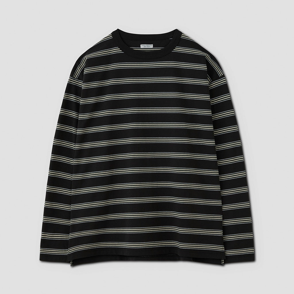 BORDER LONG SLEEVE TOP #GRAPHITExYELLOW [PMAT-CL02]