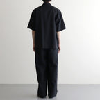 FLY FRONT OPEN COLLAR S/S SHIRT #CHAMBRAY BLACK [M26A11SH02B]