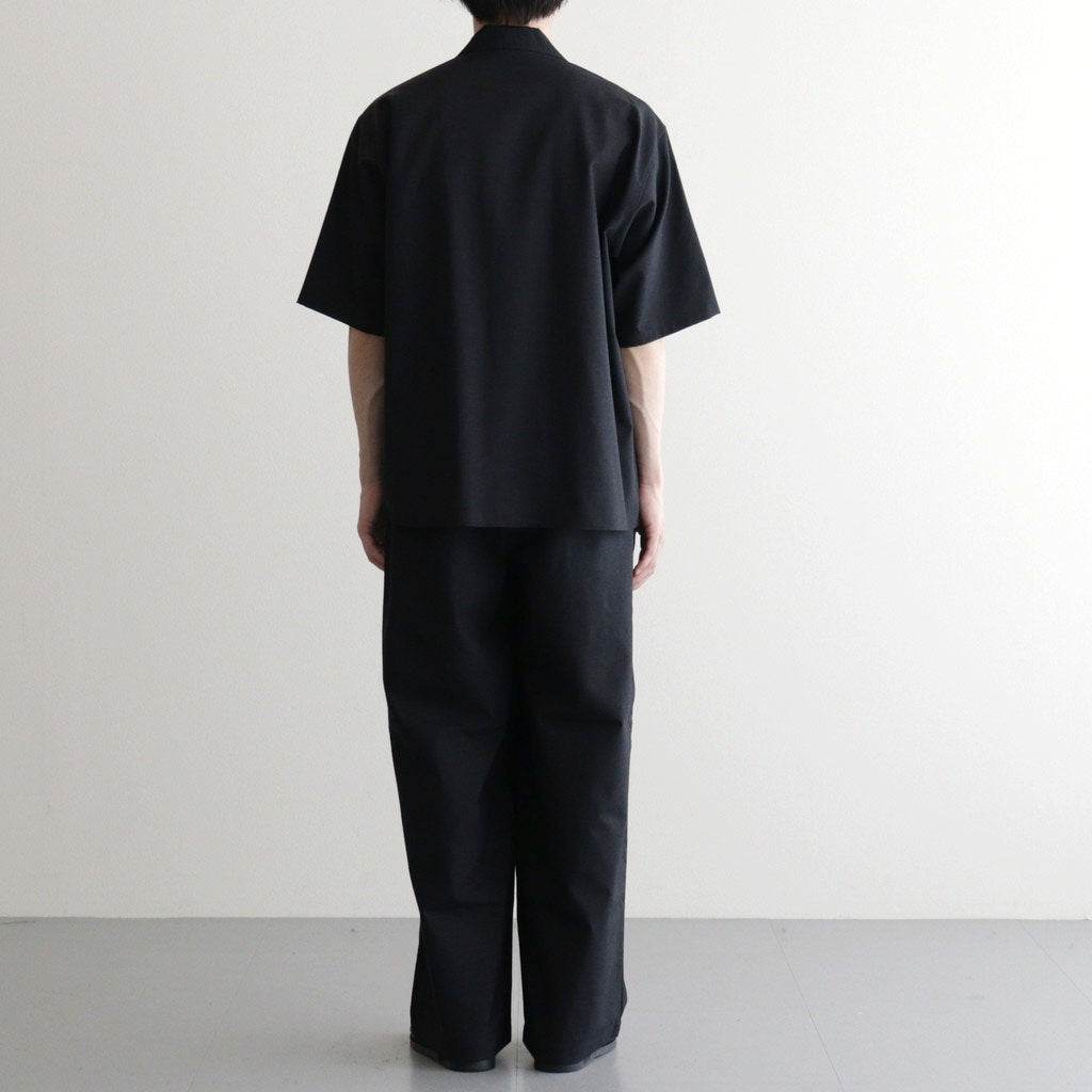 FLY FRONT OPEN COLLAR S/S SHIRT #CHAMBRAY BLACK [M26A11SH02B]