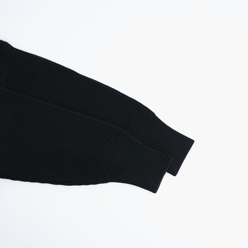 SOLID WOOL RIB POLO CARDIGAN #BLACK [BN-26FL-032]