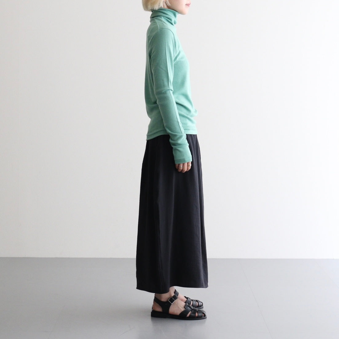 Wool Rib Turtle Neck #FadeGreen [BHSW24F12F26]