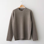 SOLID WOOL RIB CREW NECK #MELANGE BROWN [BN-25FM-042]