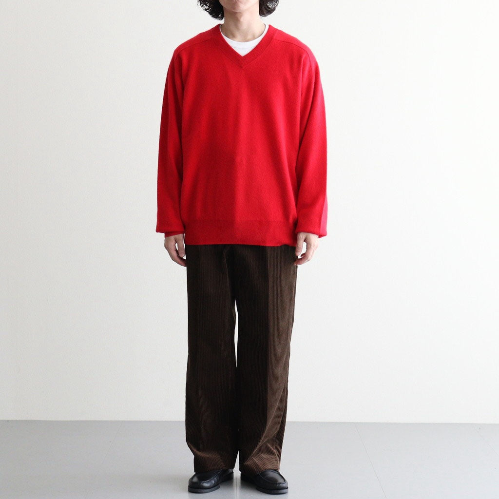 MIXED-WALE CORDUROY NOTUCK SLACKS #BROWN [26W-BIS-PT15]