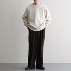 SINGLE PLEAT WIDE TROUSERS #BROWN BIRD’S-EYE [M26C10PT02C]