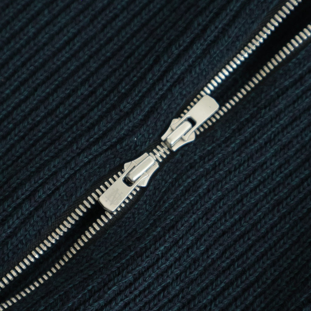 SOLID WOOL RIB POLO ZIP UP CARDIGAN #DARK GREEN×NAVY [BN-25FM-044]