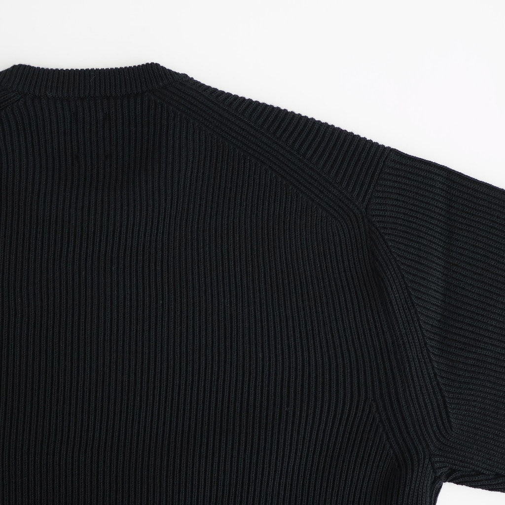 SOLID WOOL RIB CREW NECK #BLACK [BN-25FM-042]