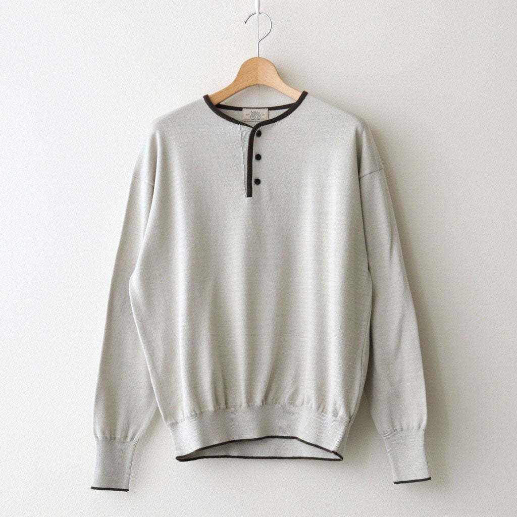 Cotton Silk Henleyneck #Silver Gray [NEP-SS2627]