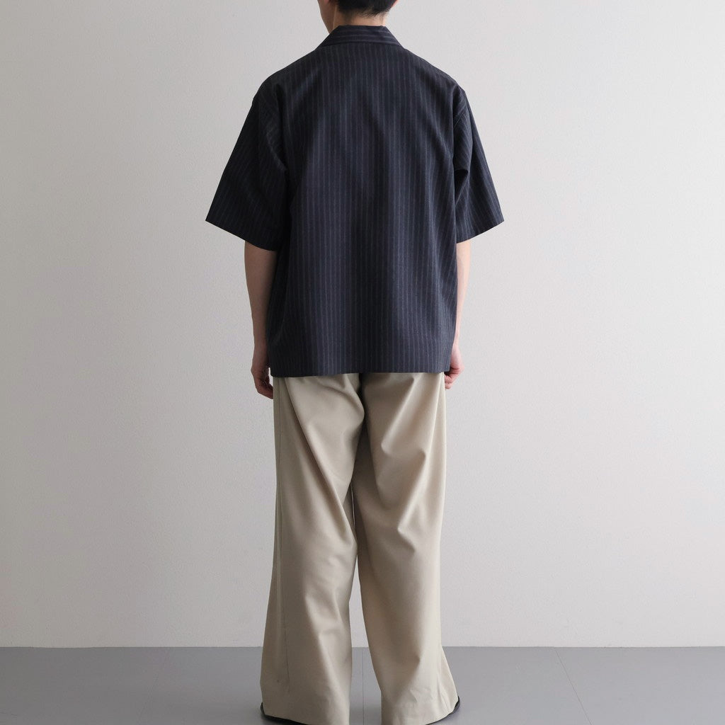 FLY FRONT OPEN COLLAR S/S SHIRT #GRAY STRIPE [M26A11SH02B