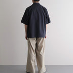 FLY FRONT OPEN COLLAR S/S SHIRT #GRAY STRIPE [M26A11SH02B]