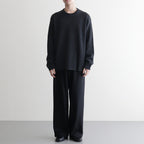 SOLID WOOL RIB CREW NECK #CHARCOAL BLUE [BN-25FM-042]