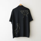ORIGINAL PRINTED OPEN COLLAR SHIRTS (ANIMAL DRAWING) Short-sleeve #BLACK [261OJ-SH22]
