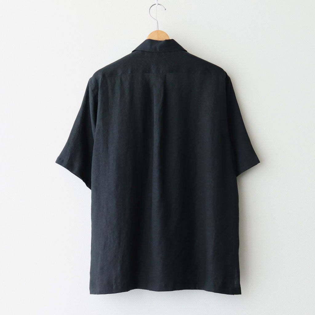 NEW OPEN COLLAR S/S SHIRT #BLACK [A25B05SH01B]