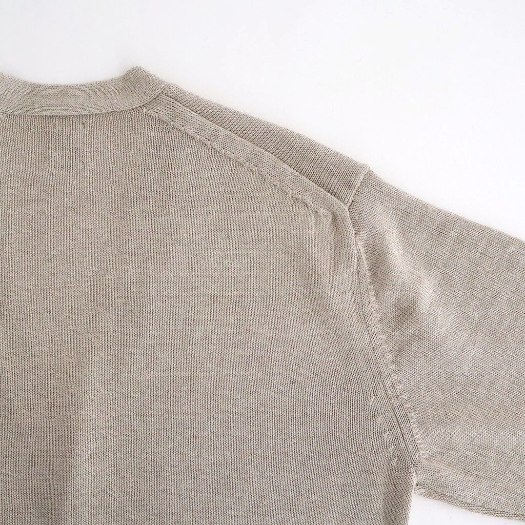 WASHED HIGH COUNT LINEN V NECK CARDIGAN #NATURAL [BN-26SM-021]