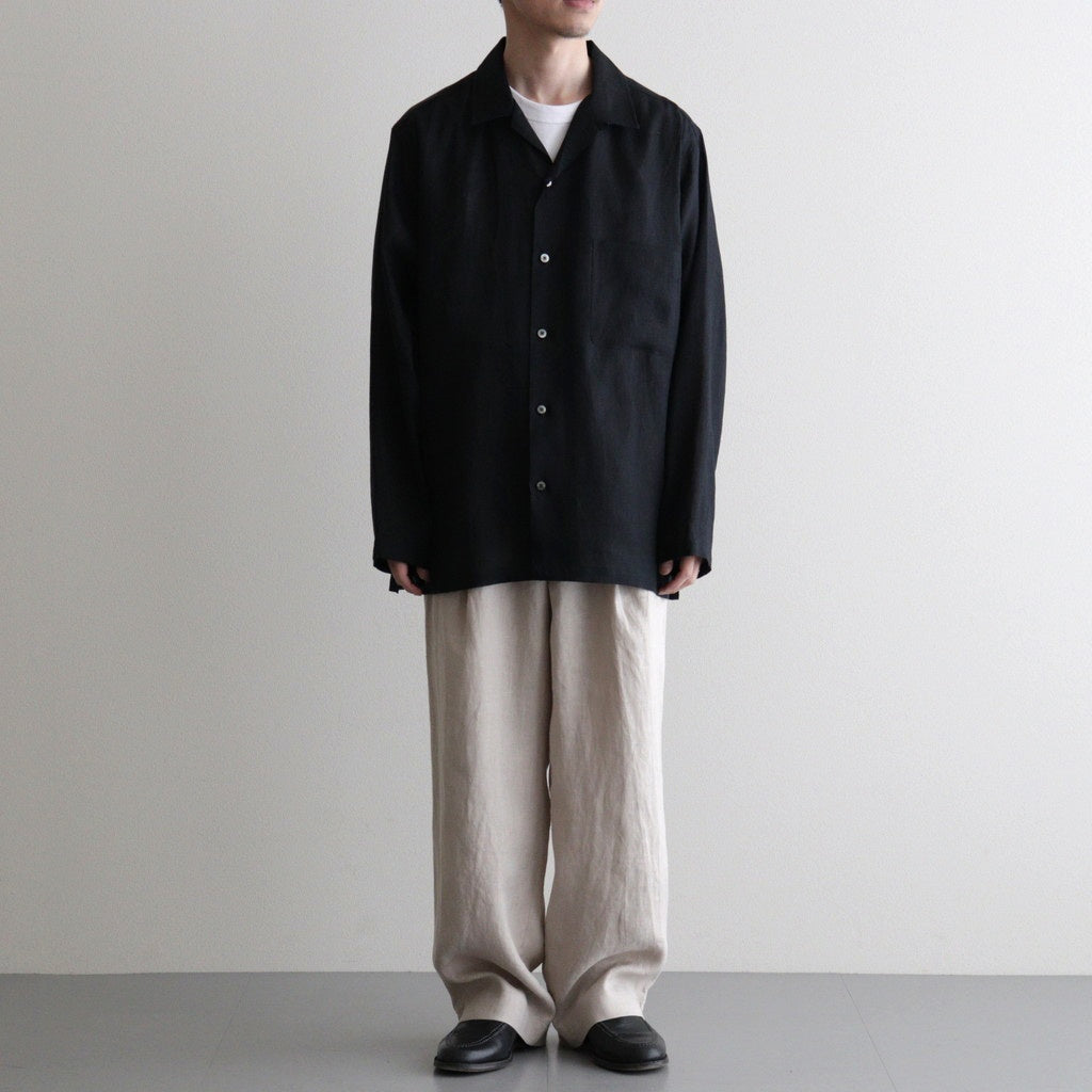 COMFORT FIT OPEN COLLAR SHIRT #BLACK [A26A22SH02C]