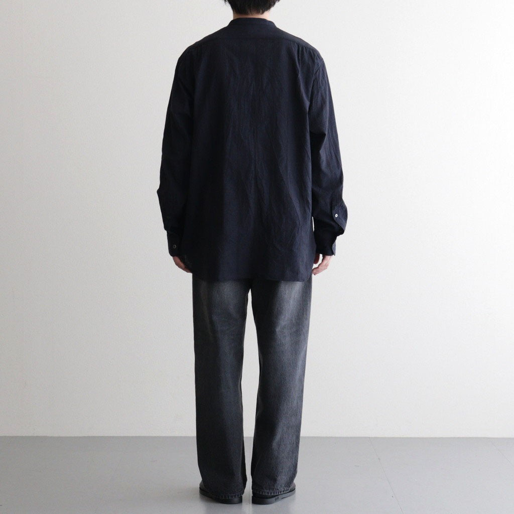 Grandad Collar Dobby Stripe Shirt #Navy [6061-1103]