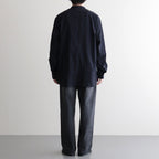 Grandad Collar Dobby Stripe Shirt #Navy [6061-1103]