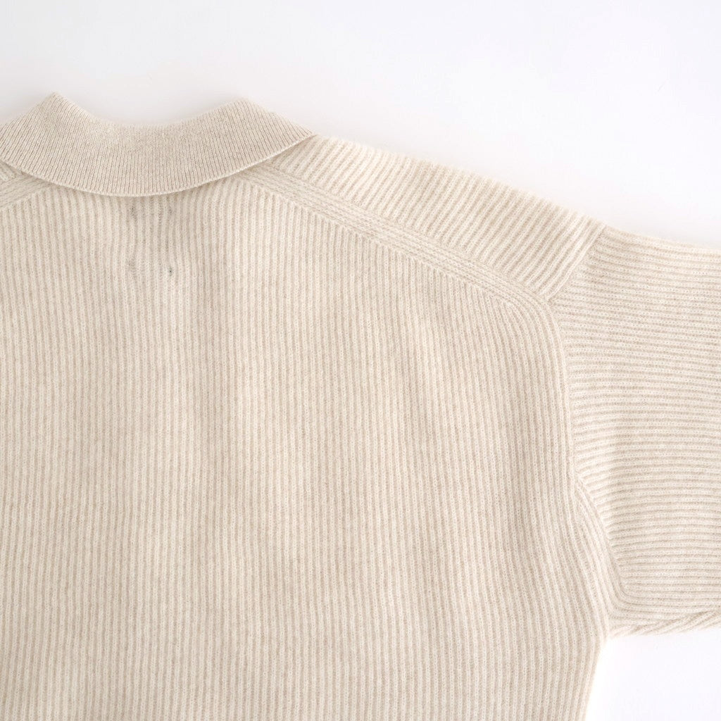 CASHMERE FOX POLO CARDIGAN #IVORY [BN-25FL-044]