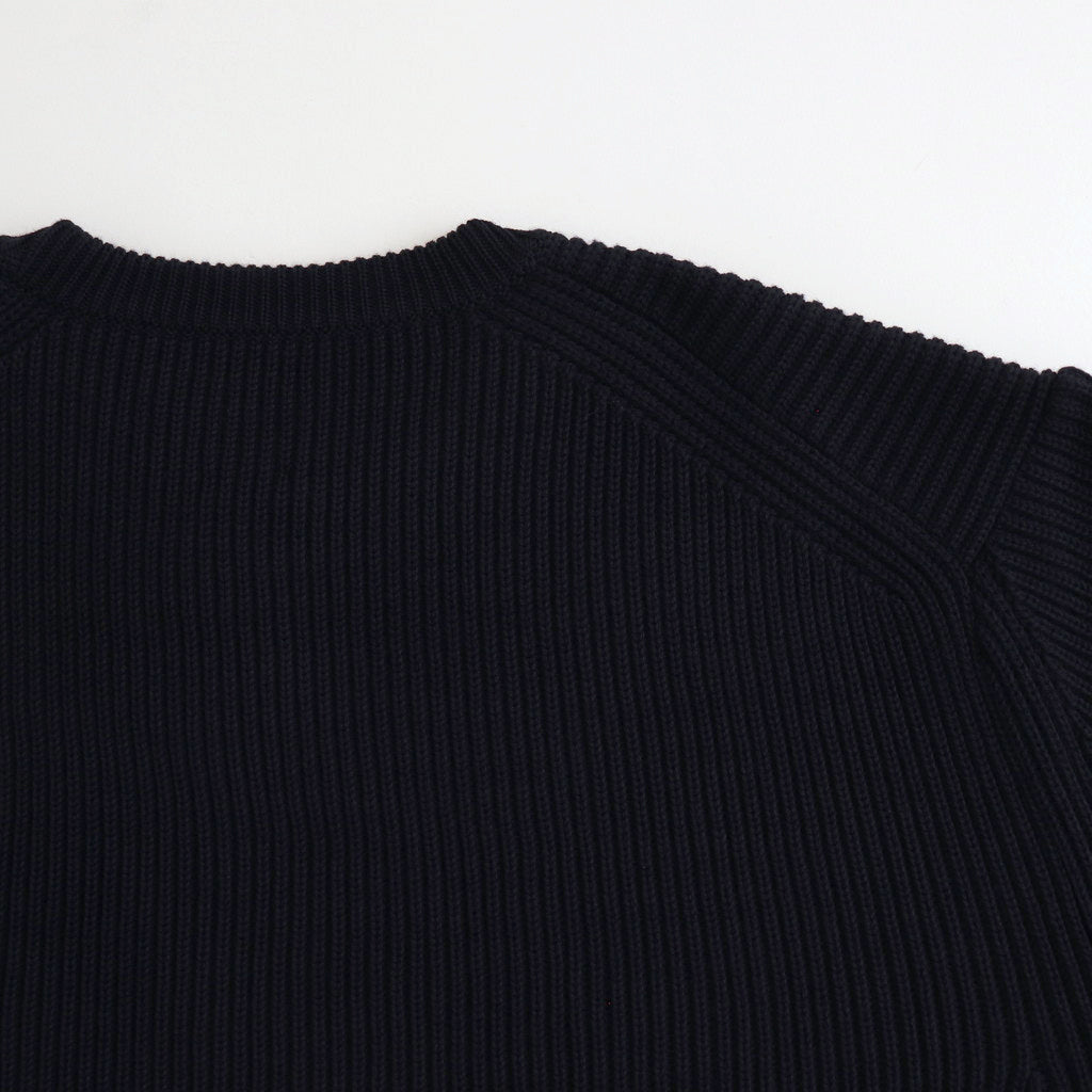 SOLID WOOL RIB CREW NECK #NAVY [BN-24FM-042]