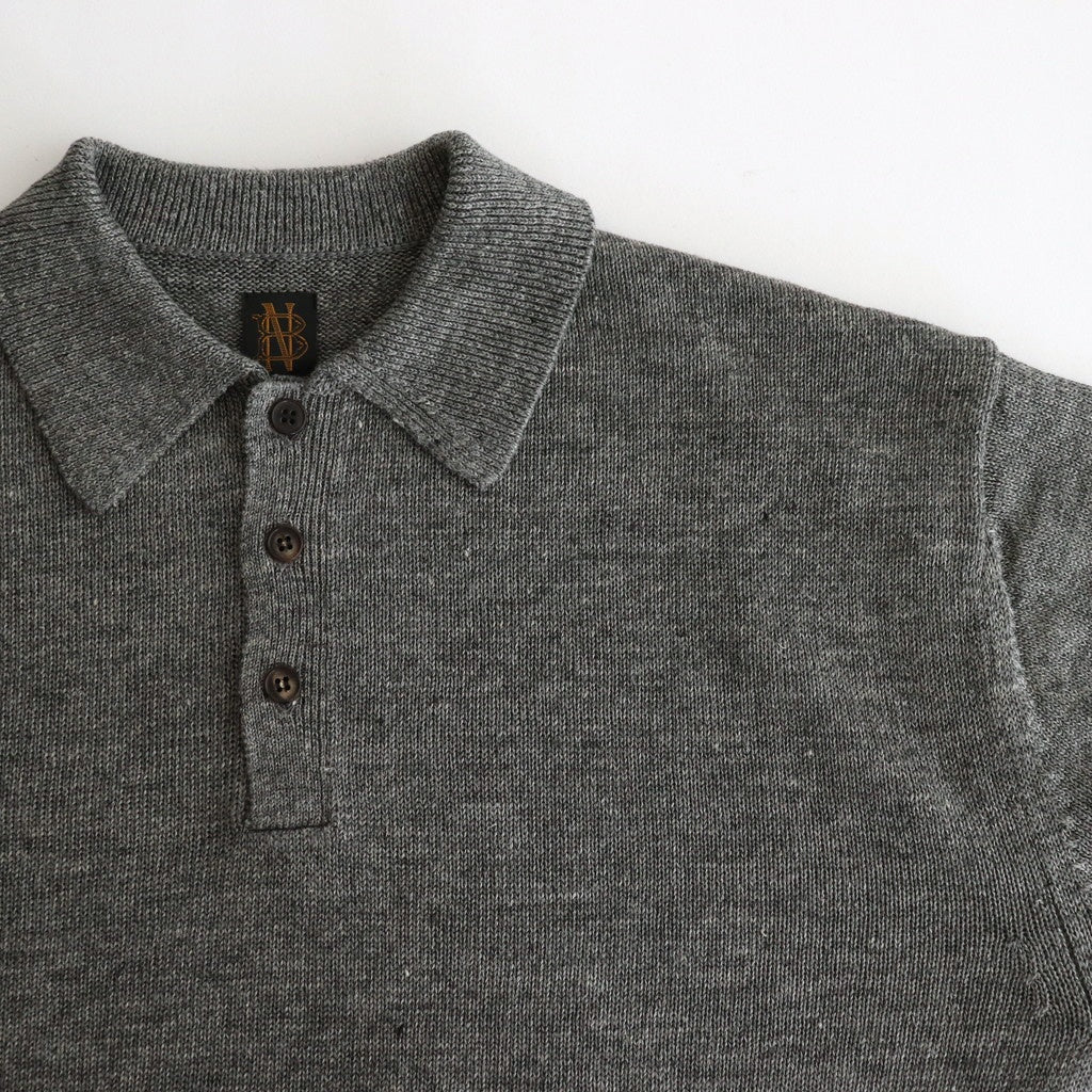 WASHED HIGH COUNT LINEN POLO #GRAY [BN-25SM-023]