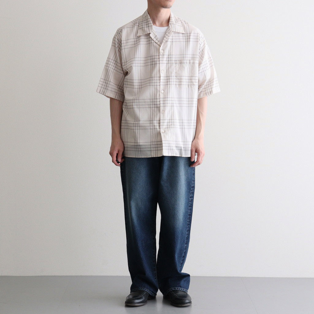 OPEN COLLAR S/S SHIRT #IVORY CHECK [M26A18SH02B]