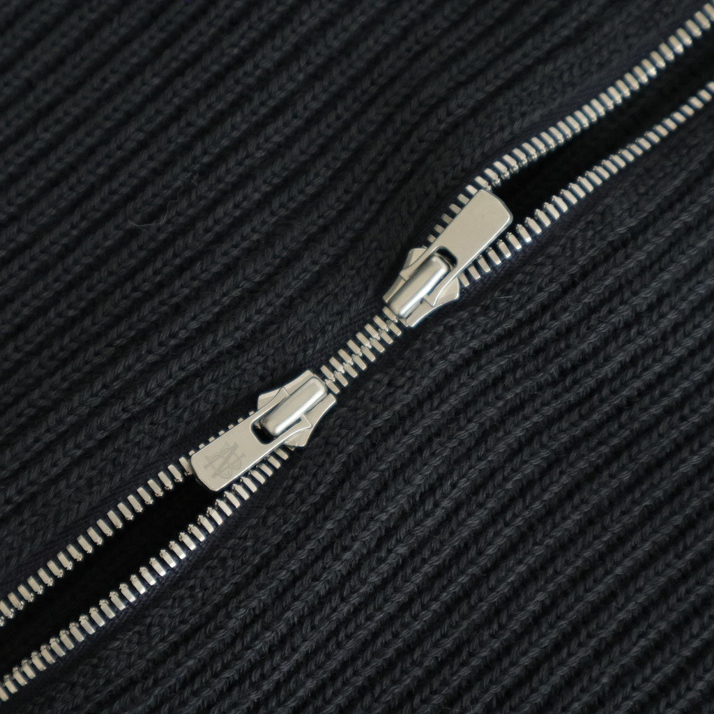SOLID WOOL RIB POLO ZIP UP CARDIGAN #CHARCOAL BLUE [BN-25FM-044]