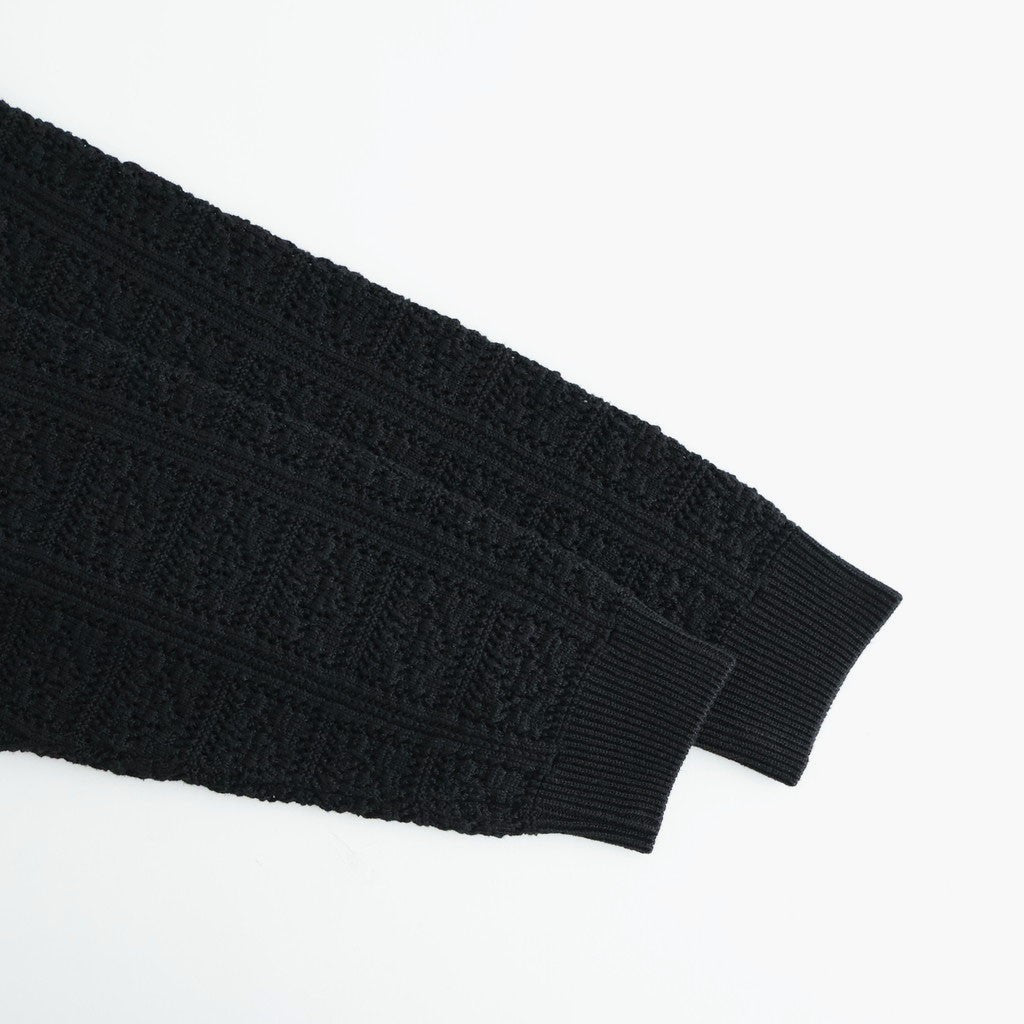 GRASSY LACE CREW NECK CARDIGAN #BLACK [BN-26SL-029]