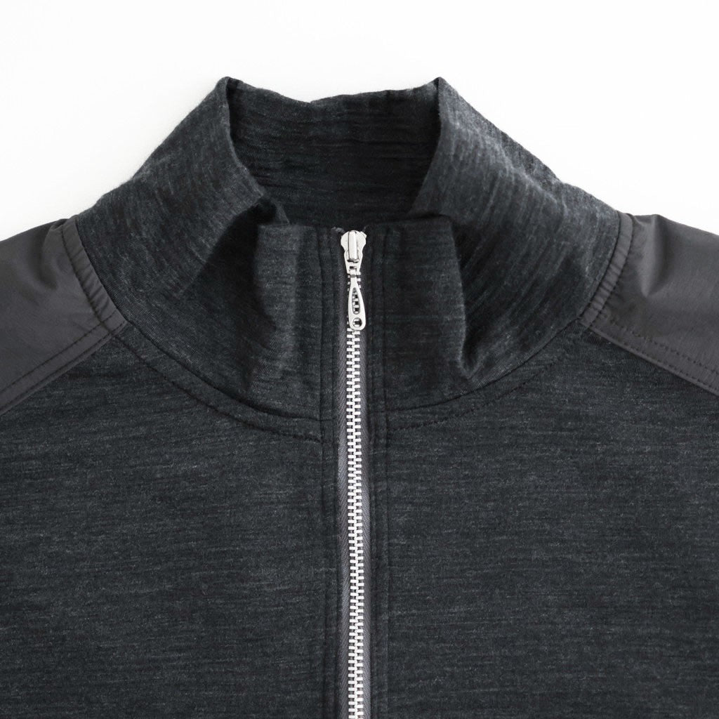 Light Merino Wool Half Zip Sweater #Charcoal Grey [6061-1202]