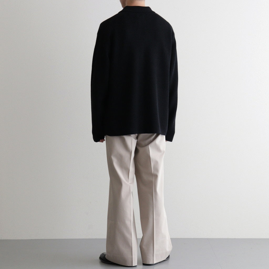 SOLID WOOL RIB POLO ZIP UP CARDIGAN #BLACK [BN-25FM-044]