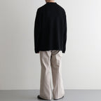 SOLID WOOL RIB POLO ZIP UP CARDIGAN #BLACK [BN-25FM-044]