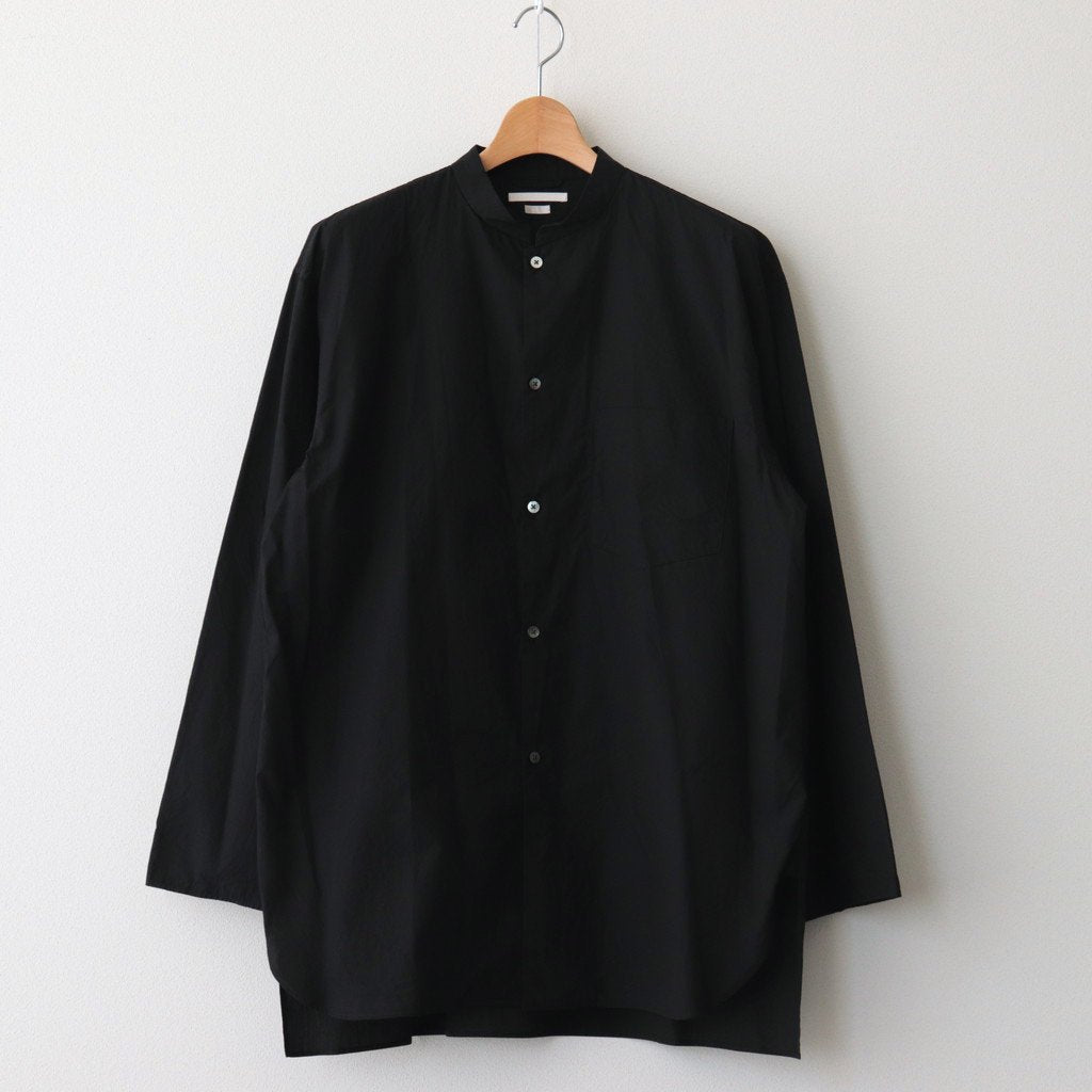 CHAMBRAY STAND COLLAR CUFFLESS SHIRT #BLACK [BHS23F018]