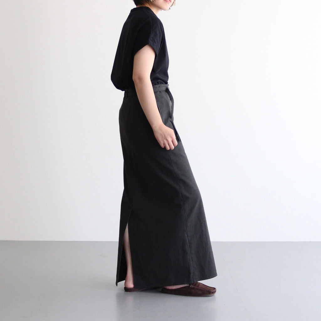Cotton Serge Belted Skirt #InkBlack [BHSW25F7]