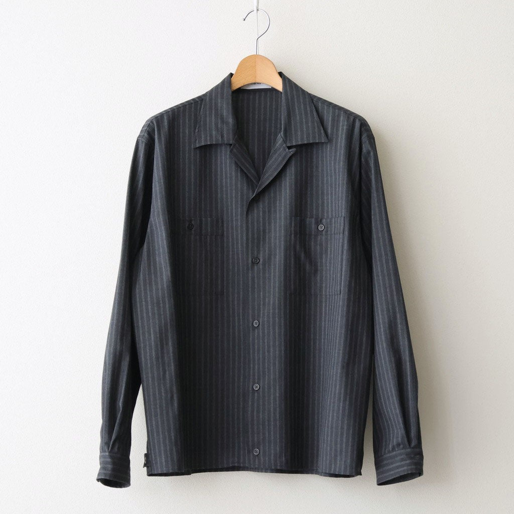 DOUBLE POCKET OPEN COLLAR SHIRT #GRAY STRIPE [M26A11SH01C]